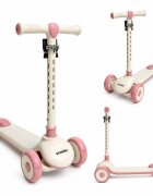 Nichiduta Trotineta pliabila pentru copii Rainbow Rider Pink cu functii muzicale si lumini LED ghidon reglabil manere ergonomice frana pe roata din spate dimensiune 60 x 84 cm