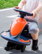 Nichiduta Vehicul electric tip PlasmaCar pentru copii design sportiv fara pedale volan ergonomic cu baterie reincarcabila de 6V4.5AH dimensiune 73 x 34.5 x 39 cm blue orange