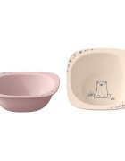 NIP Set 2 castroane pentru mancarea copiilor cu motive gravate laser din materiale naturale regenerabile fara BPA fara melamina lavabile in masina de spalat vase Made in Germany 4+ luni roz