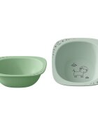 NIP Set 2 castroane pentru mancarea copiilor cu motive gravate laser din materiale naturale regenerabile fara BPA fara melamina lavabile in masina de spalat vase Made in Germany 4+ luni verde