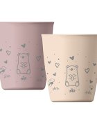NIP Set 2 pahare pentru copii cu motive gravate laser din materiale naturale regenerabile fara BPA fara melamina lavabile in masina de spalat vase Made in Germany 12+ luni roz