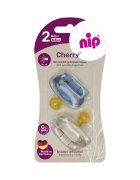 NIP Set 2 suzete Cherry Boy cu tetina rotunda din latex natural 6+ luni