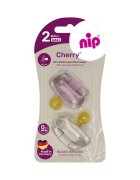 NIP Set 2 suzete Cherry Girl cu tetina rotunda din latex natural 6+ luni