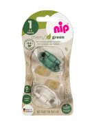 NIP Set 2 suzete Cherry Green Boy cu tetina din latex natural forma rotunda 0-6 luni 38589