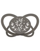 NIP Set 2 suzete My Butterfly cu tetina ortodontica din silicon forma simetrica din materiale naturale regenerabile fara BPA cutie de transport si sterilizare maro 16-32 luni