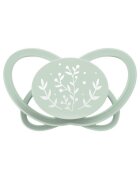 NIP Set 2 suzete My Butterfly cu tetina ortodontica din silicon forma simetrica din materiale naturale regenerabile fara BPA cutie de transport si sterilizare verde 0-6 luni