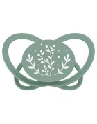 NIP Set 2 suzete My Butterfly cu tetina ortodontica din silicon forma simetrica din materiale naturale regenerabile fara BPA cutie de transport si sterilizare verde 0-6 luni