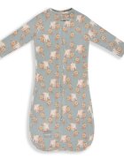Nor Pufos Saculet Swaddle pentru infasat din bumbac + caciulita Animale de epoca Sky Blue Sleepee