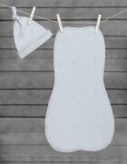 Nor Pufos Saculet swaddle pentru infasat din bumbac + caciulita Second Step gri deschis Sleepee