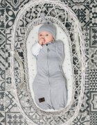 Nor Pufos Saculet swaddle pentru infasat din bumbac + caciulita Second Step gri deschis Sleepee