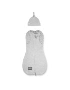 Nor Pufos Saculet swaddle pentru infasat din bumbac + caciulita Second Step gri deschis Sleepee