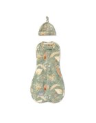 Nor Pufos Saculet swaddle pentru infasat nou nascut + caciulita First Step Boho Green 0.2 Tog Sleepee