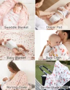 Nor Pufos Set 4 museline din bambus si bumbac 120 x 120 cm Swaddle