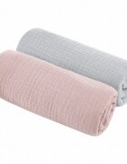 Nor Pufos Set de 2 museline din bumbac organic grirose 75x75 cm Sleepee
