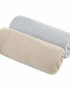 Nor Pufos Set de 2 museline din bumbac organic grisand 75x75 cm Sleepee