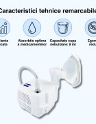 NOVAMA Aparat de aerosoli N nebulizator cu compresor functionare continua sistem de economisire a medicamentului fabricat fara bisfenol si ftalati cu masca pentru copii si adulti SoftTouch si mustiuc