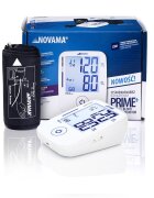 NOVAMA Tensiometru electronic de brat Prime+ White masurare in timpul umflarii mansetei detectarea aritmiei memorie 2x100 masuratori manseta reglabila 22-42 cm alimentator USB inclus