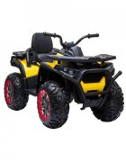 Novokids ATV electric pentru copii Desert Rider Galben cu acumulator Faruri luminoase Roti din Cauciuc EVA 3-12 ani maxim 50 kg 2 Baterii de 12V Mp3USB 2 Viteze Lungime 111 cm Model Offroad