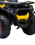 Novokids ATV electric pentru copii Desert Rider Galben cu acumulator Faruri luminoase Roti din Cauciuc EVA 3-12 ani maxim 50 kg 2 Baterii de 12V Mp3USB 2 Viteze Lungime 111 cm Model Offroad