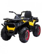 Novokids ATV electric pentru copii Desert Rider Galben cu acumulator Faruri luminoase Roti din Cauciuc EVA 3-12 ani maxim 50 kg 2 Baterii de 12V Mp3USB 2 Viteze Lungime 111 cm Model Offroad