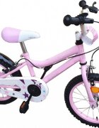 Novokids Bicicleta pentru copii Crystal Bike Roz Roti 16 inch Maxim 35 kg Cadru din otel Roti ajutatoare Ghidon si sa reglabile pe inaltime
