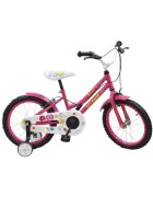 Novokids Bicicleta pentru copii My first Bike Roz roti 16 inch greutate admisa 35 kg cadru din otel roti ajutatoare ghidon reglabil pe inaltime