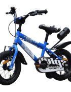 Novokids Bicicleta pentru copii SplendOr Boom Pro Edition Albastru Cu bidon pentru apa Roti 12 inch Greutate admisa 50 kg Cadru din otel Roti ajutatoare detasabile Ghidon reglabil pe inaltime