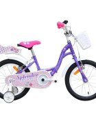 Novokids Bicicleta pentru copii SplendOr Boom PRO Edition Mov Cosulet pentru papusi Roti 16 inch Greutate admisa 50 kg Cadru din otel Roti ajutatoare detasabile Ghidon reglabil pe inaltime