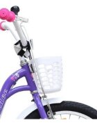 Novokids Bicicleta pentru copii SplendOr Boom PRO Edition Mov Cu cosulet pentru copii Roti 12 inch Greutate admisa 50 kg Cadru din otel Roti ajutatoare detasabile Ghidon reglabil pe inaltime