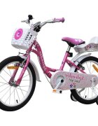 Novokids Bicicleta pentru copii SplendOr Boom PRO Edition Roz Cosulet pentru papusi Roti 16 inch Greutate admisa 50 kg Cadru din otel Roti ajutatoare detasabile Ghidon reglabil pe inaltime