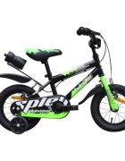 Novokids Bicicleta pentru copii SplendOr Boom Pro Edition Verde Cu bidon pentru apa Roti 12 inch Greutate admisa 50 kg Cadru din otel Roti ajutatoare detasabile Ghidon reglabil pe inaltime