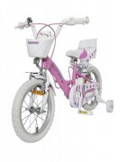 Novokids Bicicleta pentru copii SplendOr PRO Line Edition Roz Cosulet Roti 16 inch Maxim 35 kg Cadru din otel Roti ajutatoare detasabile Ghidon reglabil pe inaltime