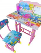 Novokids Birou pentru copii My first desk Roz Albastru din MDF cu jucarii interactive dimensiuni 68X43X65 cadru metalic