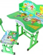 Novokids Birou pentru copii My first desk Verde din MDF cu jucarii interactive dimensiuni 68X43X65 cadru metalic