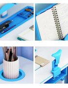 Novokids Birou pentru copii Premium desk AlbastruAlb din MDF cu lampa inclusa dimensiuni 80x50x70 cm cadru metalic