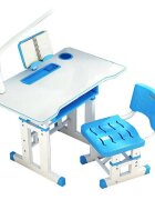 Novokids Birou pentru copii Premium desk AlbastruAlb din MDF cu lampa inclusa dimensiuni 80x50x70 cm cadru metalic
