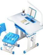 Novokids Birou pentru copii Premium desk AlbastruAlb din MDF cu lampa inclusa dimensiuni 80x50x70 cm cadru metalic
