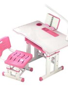 Novokids Birou pentru copii Premium desk RozAlb din MDF cu lampa inclusa dimensiuni 80x50x70 cm cadru metalic