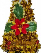 Novokids Brad artificial de Craciun Mini Christmas Tree Auriu pentru casa si birou Cu decoratiuni si suport incluse Inaltime 35 cm