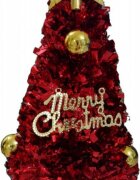 Novokids Brad artificial de Craciun Mini Christmas Tree Rosu pentru casa si birou Cu decoratiuni si suport incluse Inaltime 35 cm