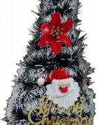 Novokids Brad artificial de Craciun Mini Christmas Tree Verde cu varfuri ninse pentru casa si birou Cu decoratiuni si suport incluse Inaltime 35 cm