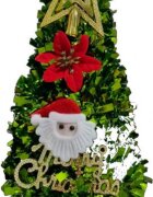 Novokids Brad artificial de Craciun Mini Christmas Tree Verde deschis pentru casa si birou Cu decoratiuni si suport incluse Inaltime 35 cm