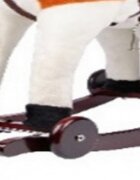 Novokids Calut balansoar pentru copii Rocking Horse XXL BeigeAlb din plus cu roti platforma detasabila functie trotineta fara pedale dimensiuni 85x37x77 cm greutate suportata 50 kg