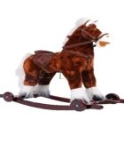 Novokids Calut balansoar pentru copii Rocking Horse XXL MaroAlb din plus cu roti platforma detasabila functie trotineta fara pedale dimensiuni 85x37x77 cm greutate suportata 50 kg