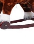 Novokids Calut balansoar pentru copii Rocking Horse XXL MaroAlb din plus cu roti platforma detasabila functie trotineta fara pedale dimensiuni 85x37x77 cm greutate suportata 50 kg