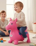 Novokids Calut de sarit gonflabil Jumping Donkey cu sunete si lumini 55x50x25 cm roz