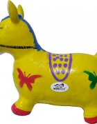 Novokids Calut de sarit gonflabil Jumping Donkey cu Sunete si lumini Dimensiuni 55X50X25 cm Pentru interior si exterior Maxim 50 kg Galben