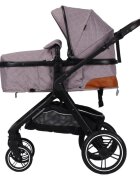 Novokids Carucior pentru copii X1000 series Beige 3 in 1 reversibil cu geanta bebe cadru aluminiu amortizoare roti din cauciuc landou scoica auto spatar reglabil 3 trepte plasa insecte
