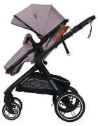 Novokids Carucior pentru copii X1000 series Beige 3 in 1 reversibil cu geanta bebe cadru aluminiu amortizoare roti din cauciuc landou scoica auto spatar reglabil 3 trepte plasa insecte