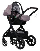 Novokids Carucior pentru copii X1000 series Beige 3 in 1 reversibil cu geanta bebe cadru aluminiu amortizoare roti din cauciuc landou scoica auto spatar reglabil 3 trepte plasa insecte